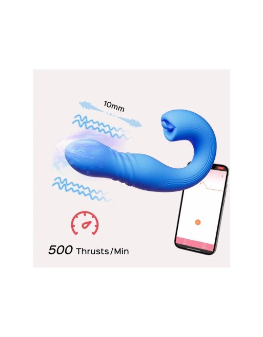 JOI THRUST bleu - Vibromasseur point G - lèche-clitoris - va et vient contrôlé par application JOI THRUST bleu - Vibromasseur point G - lèche-clitoris - va et vient contrôlé par application