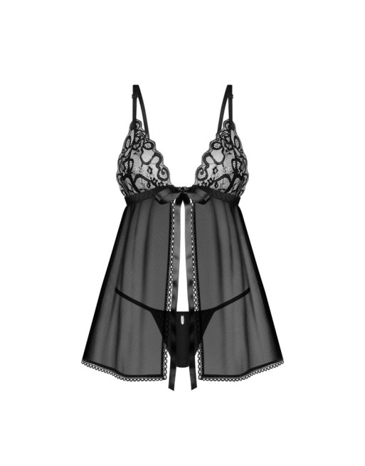 Blomentis babydoll et String - Noire Blomentis babydoll et String - Noire