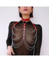 Harnais de poitrine cuir et chaines Rouge Harnais de poitrine cuir et chaines Rouge