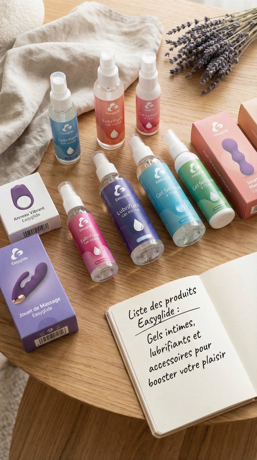 Liste des produits de la marque Easyglide : gels intimes, lubrifiants et accessoires pour booster votre plaisir